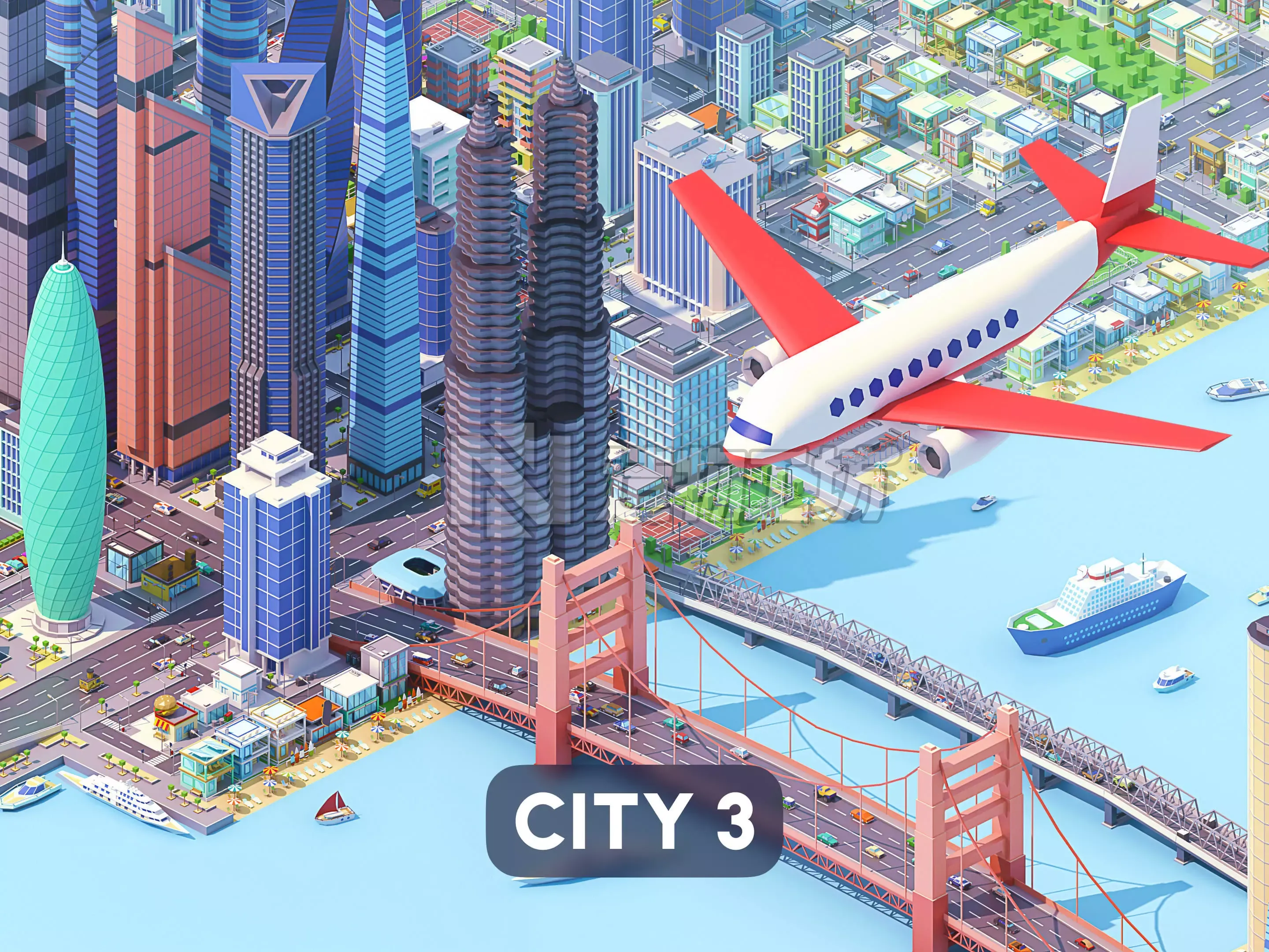 City 3 Low-poly 3D model