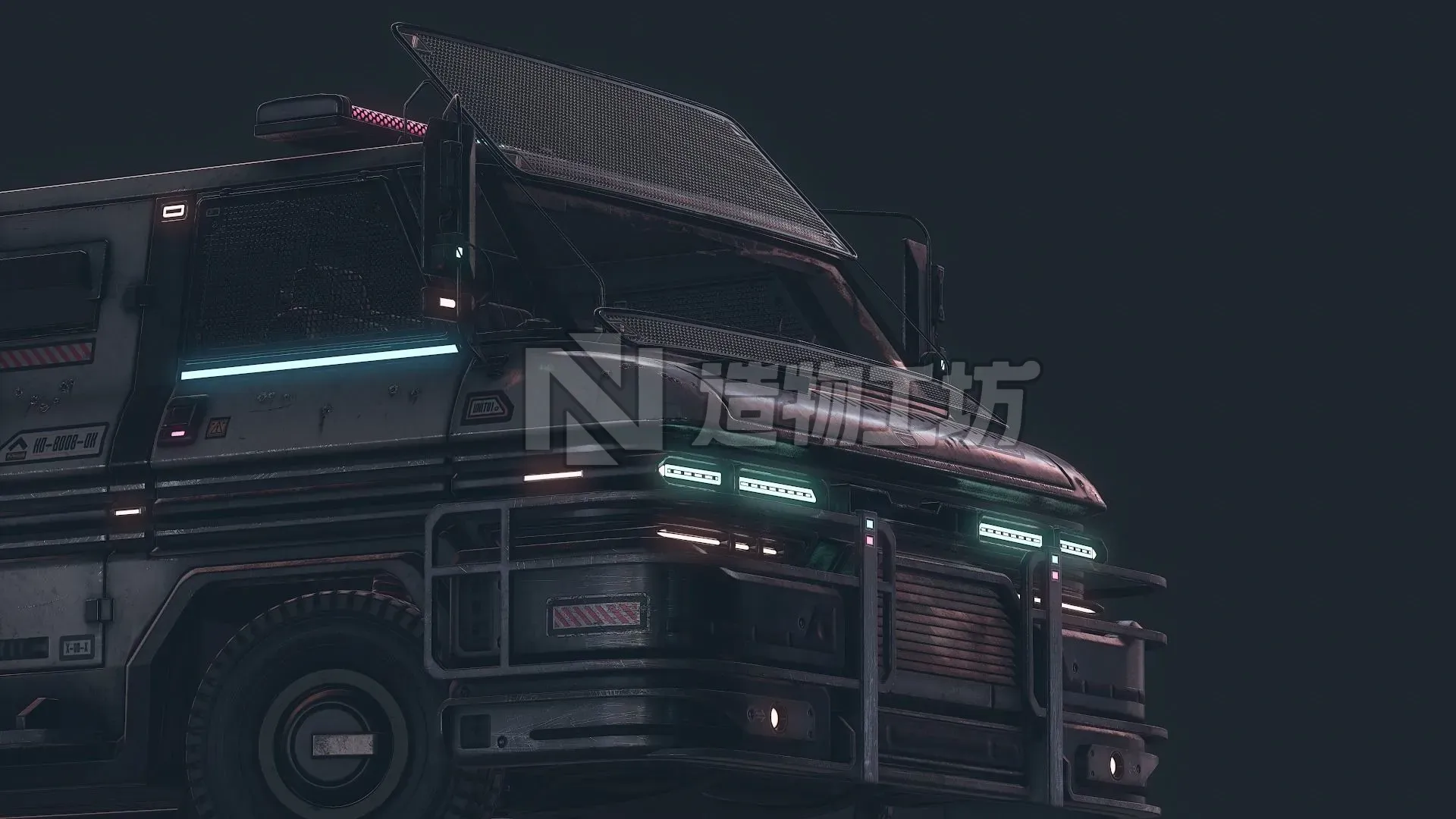 Cyberpunk Riot Van Low-poly 3D model