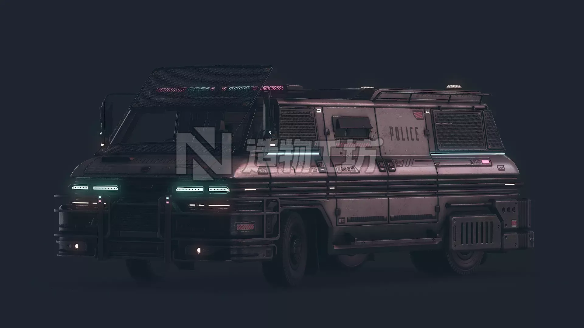 Cyberpunk Riot Van Low-poly 3D model