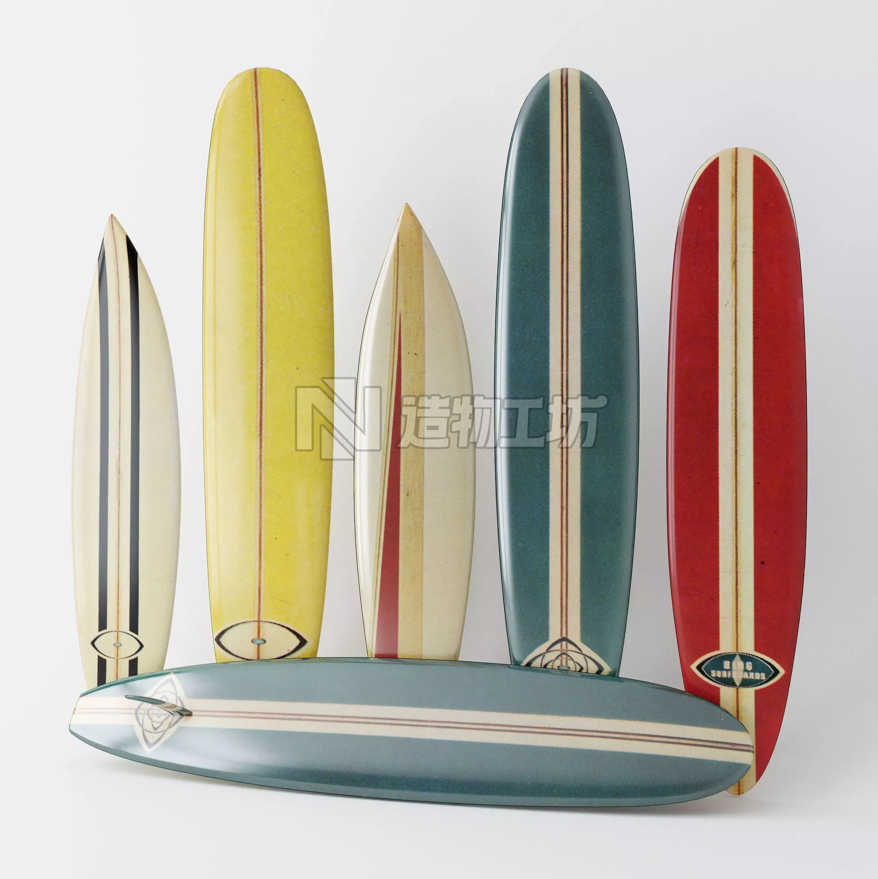 Vintage Longboard  3D model