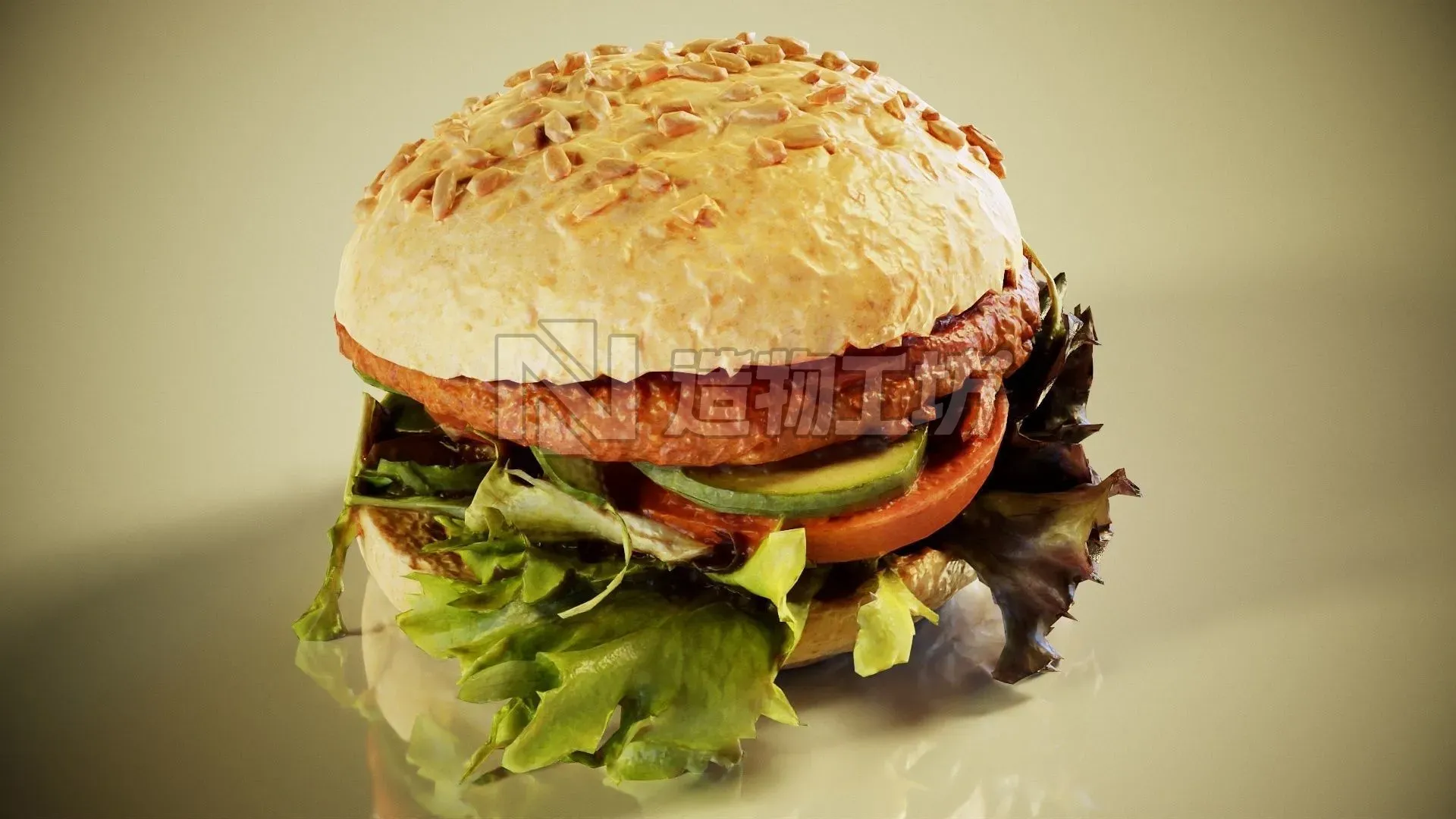 Healthy Burger Low-poly 3D model