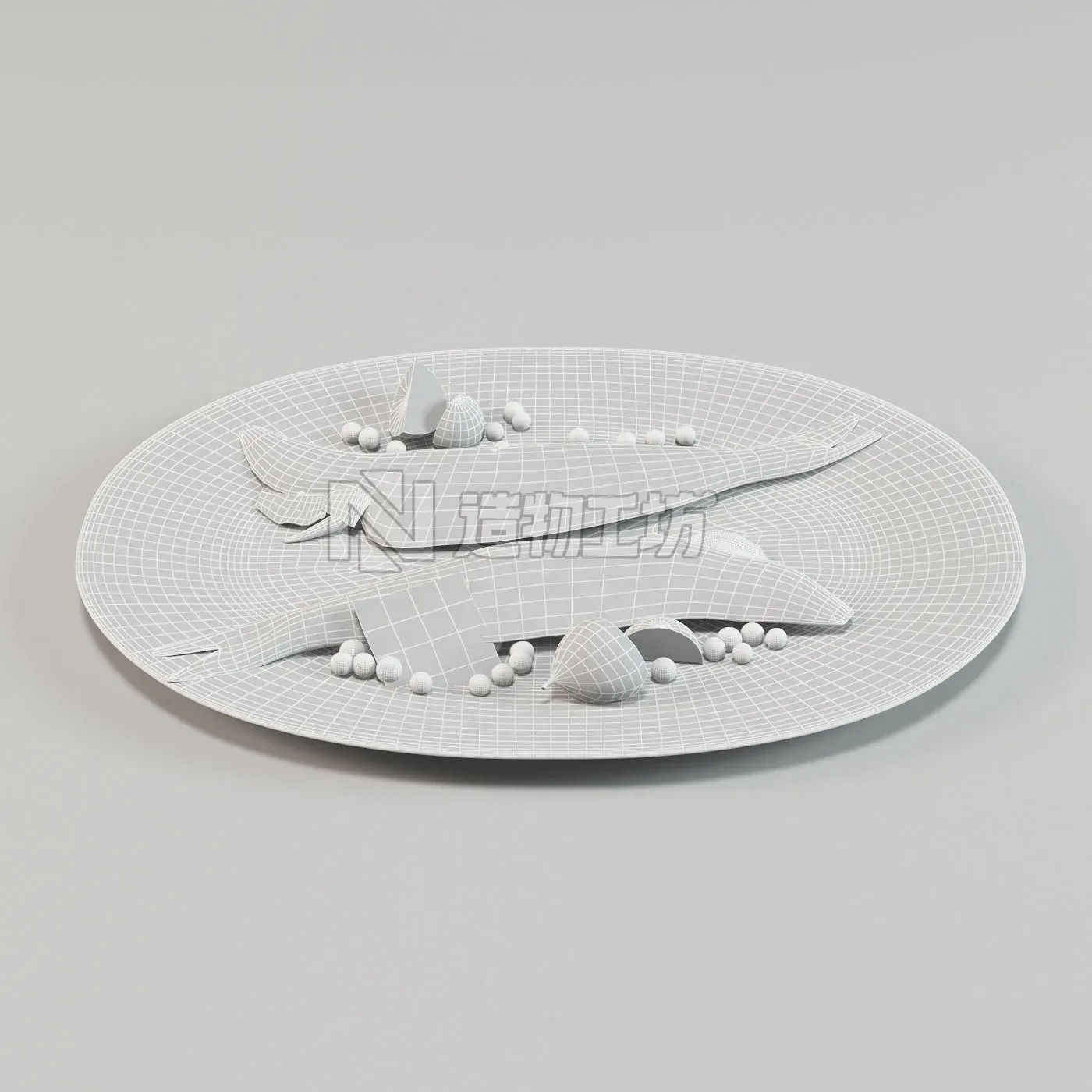 Grilled Whole Fish Low-poly 3D model