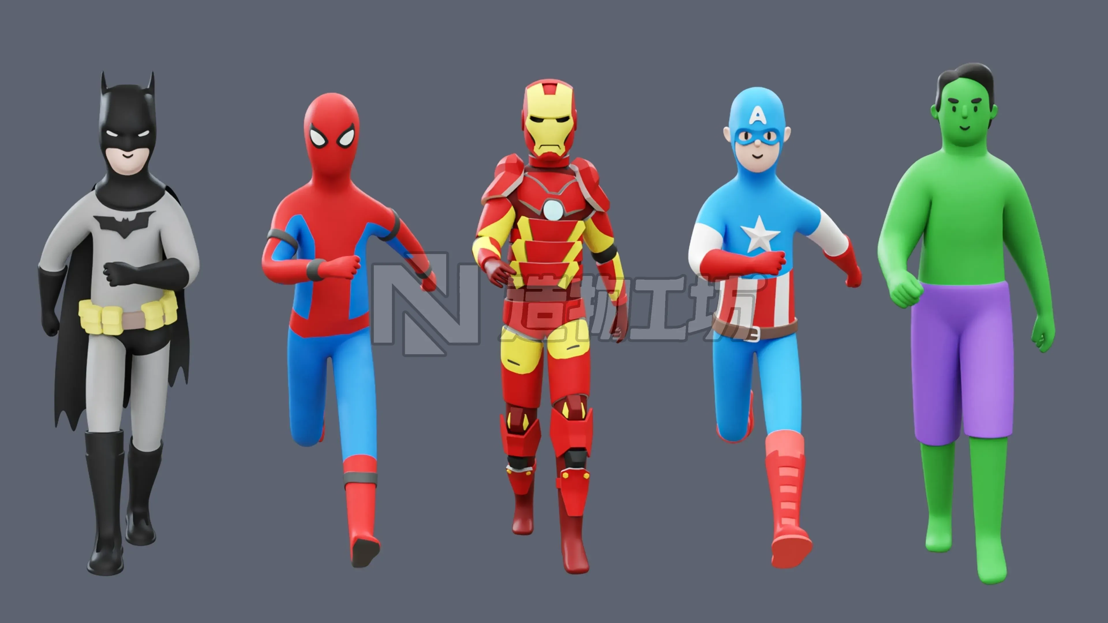 Superheroes Low-poly 3D model