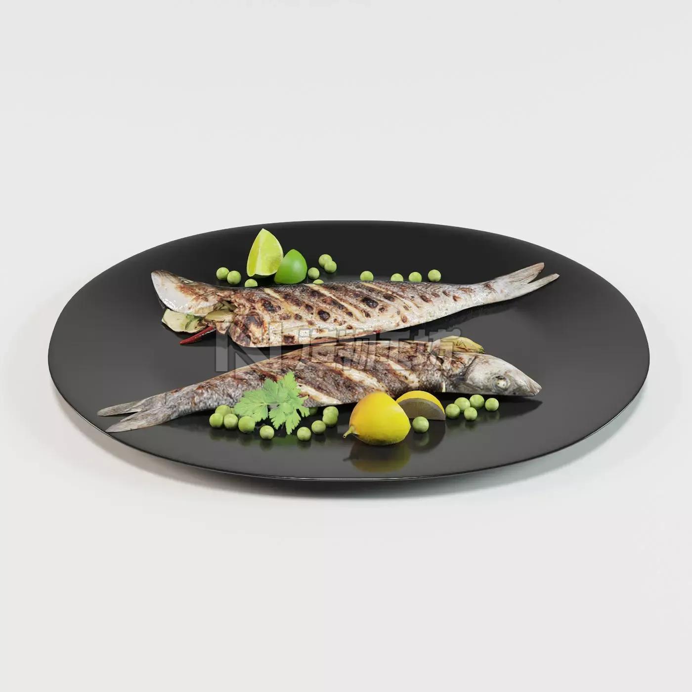 Grilled Whole Fish Low-poly 3D model