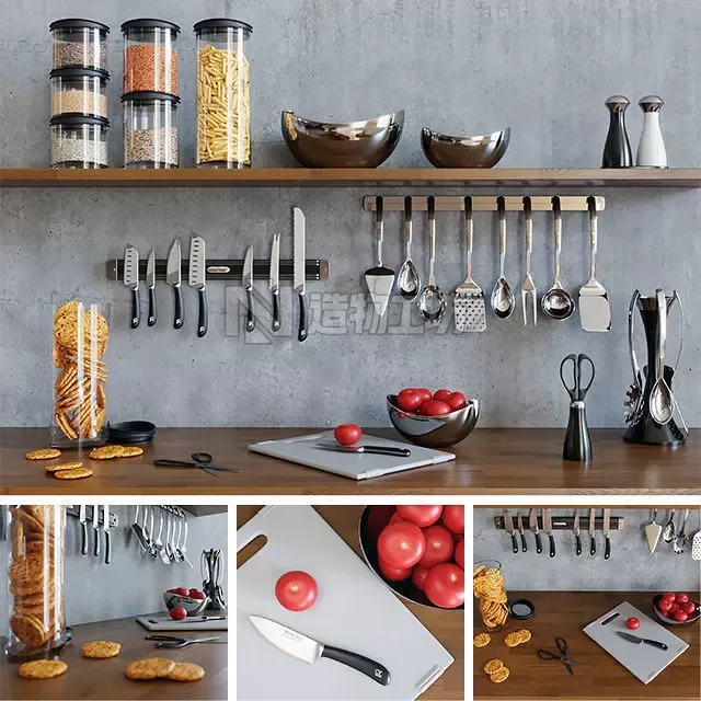 Kitchen Set utensils and tools 3D model