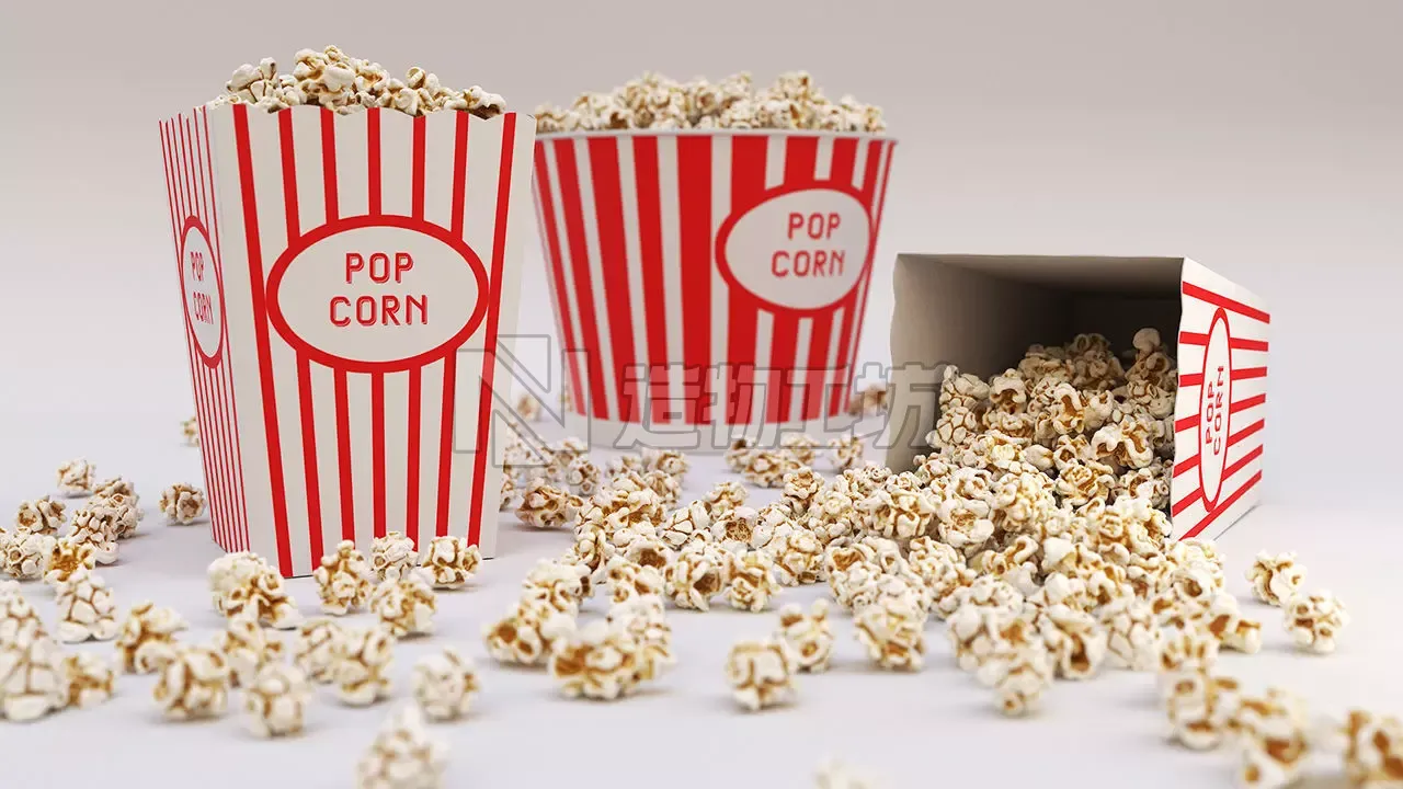 Popcorn Set 3d model in box 3D model