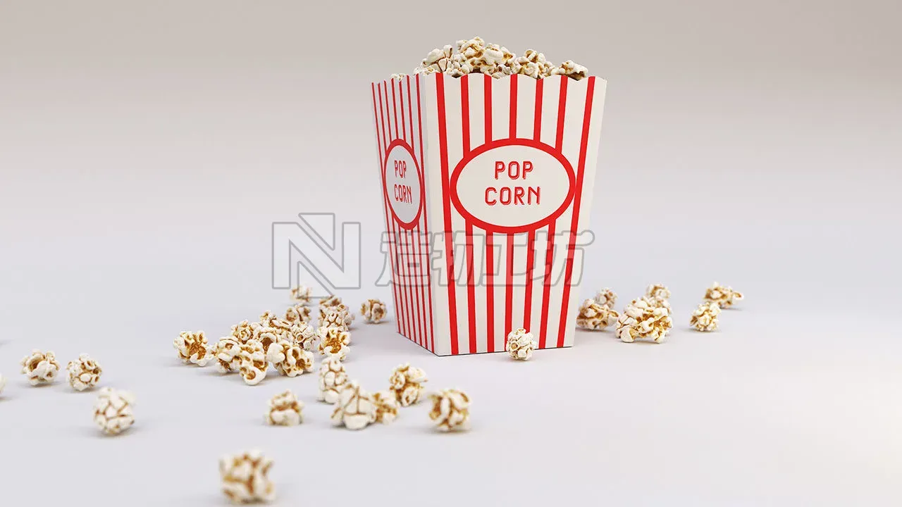 Popcorn Set 3d model in box 3D model