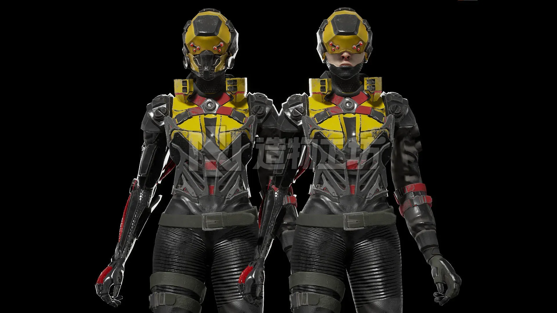 Cyberpunk Girl Character Low-poly 3D model