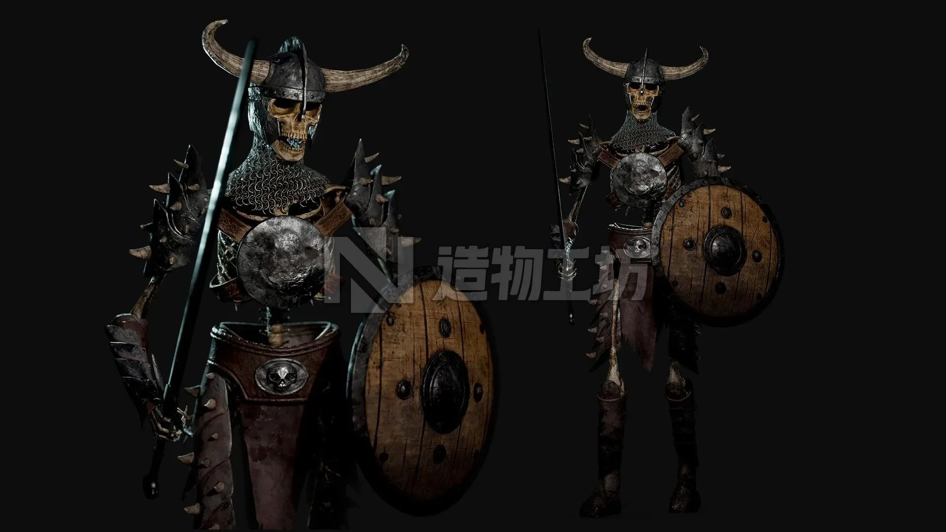 Skeleton Warrior - Game Ready Low-poly 3D model