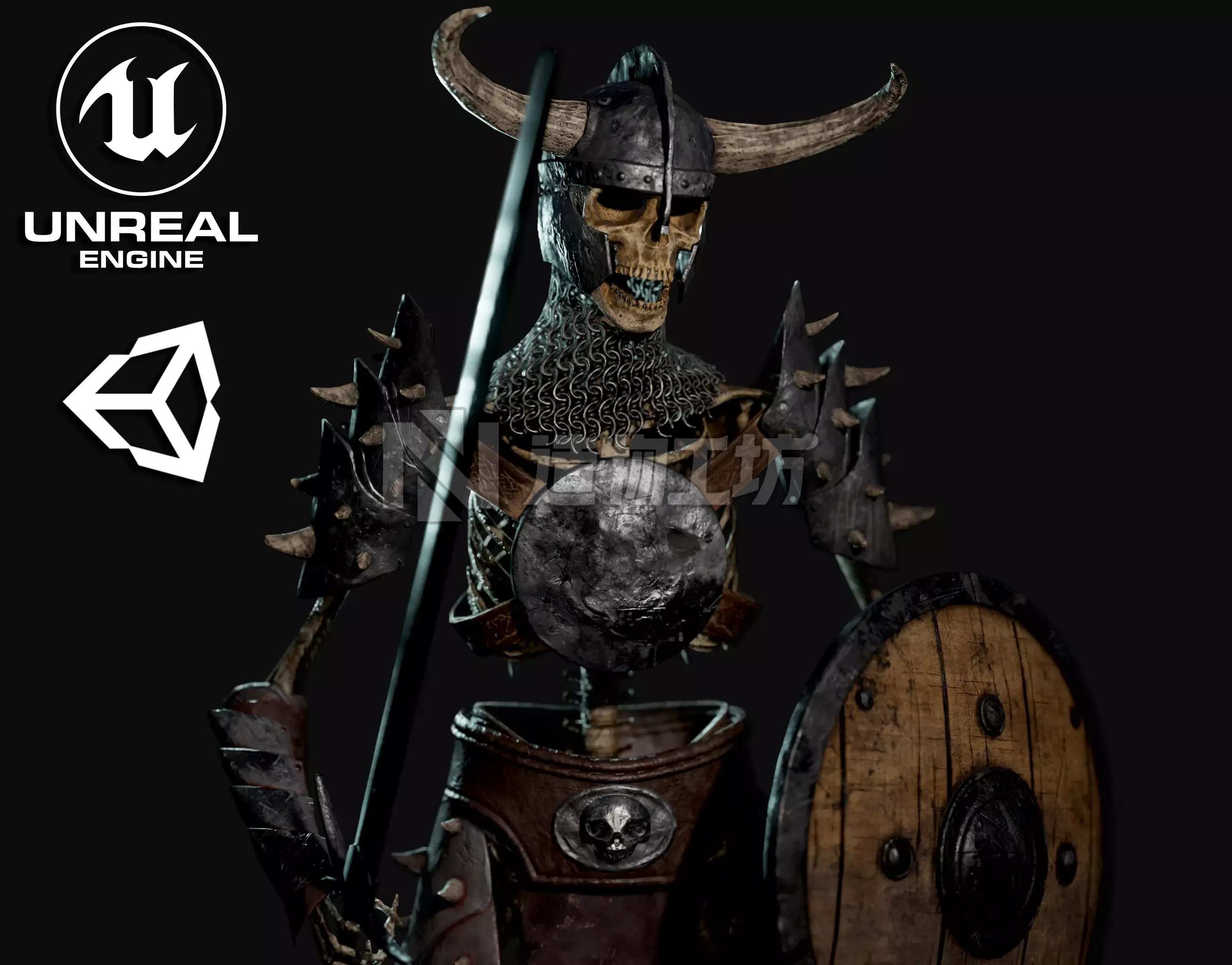 Skeleton Warrior - Game Ready Low-poly 3D model