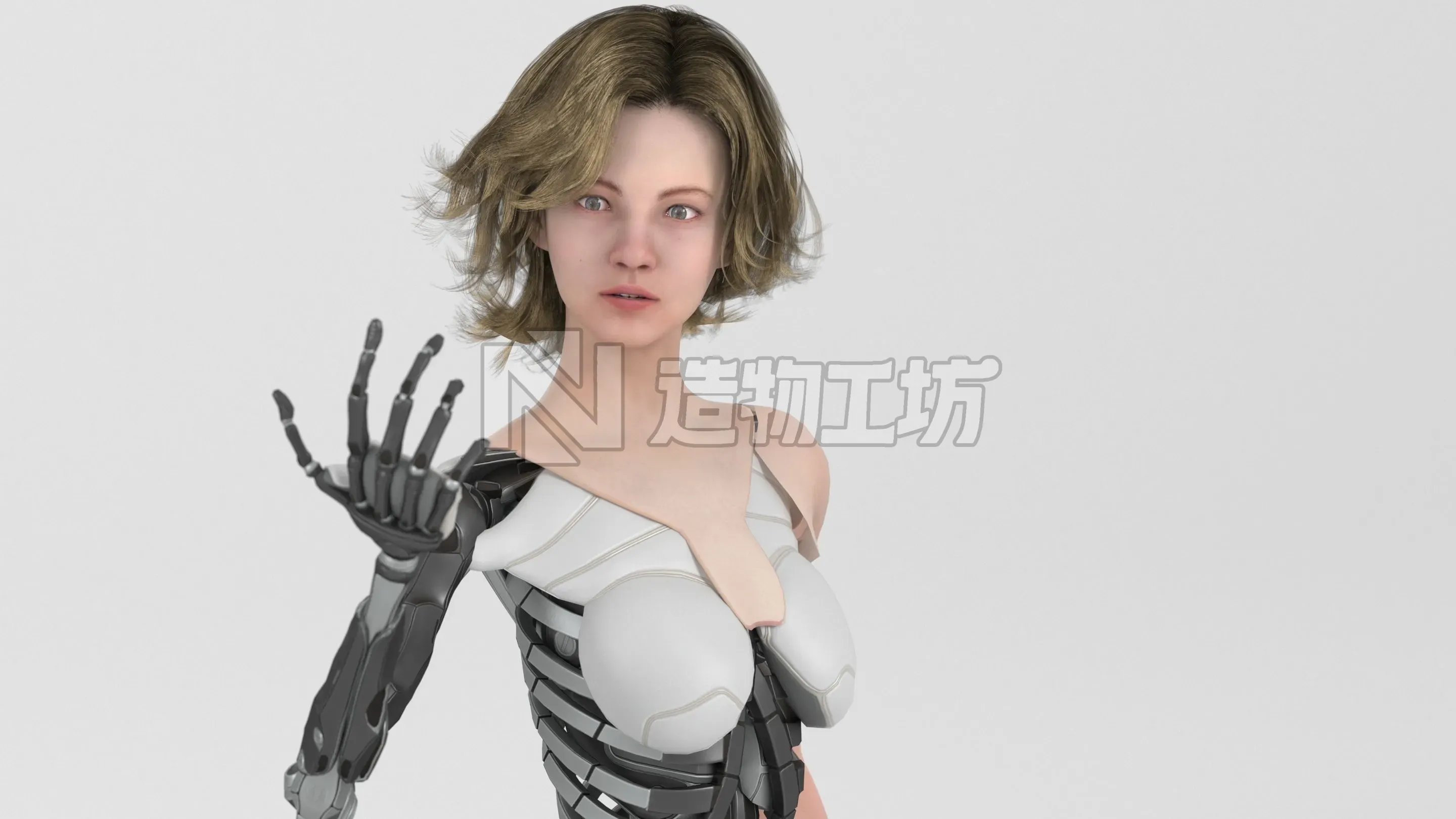 The cyborg girl  Bella Lowpoly Game ready Low-poly 3D model