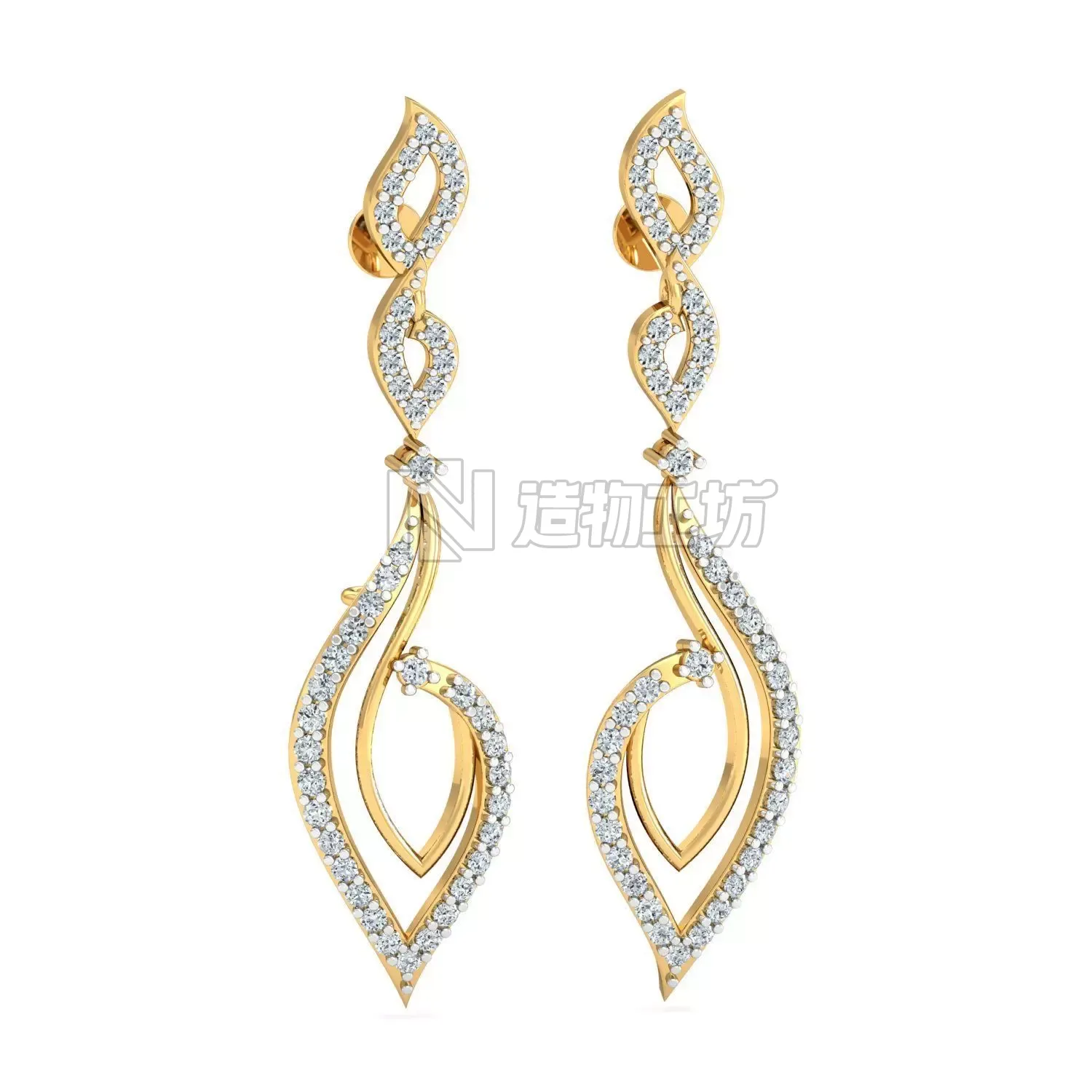 Women Earring 3DM STL OBJ FBX Render Details 3D print model