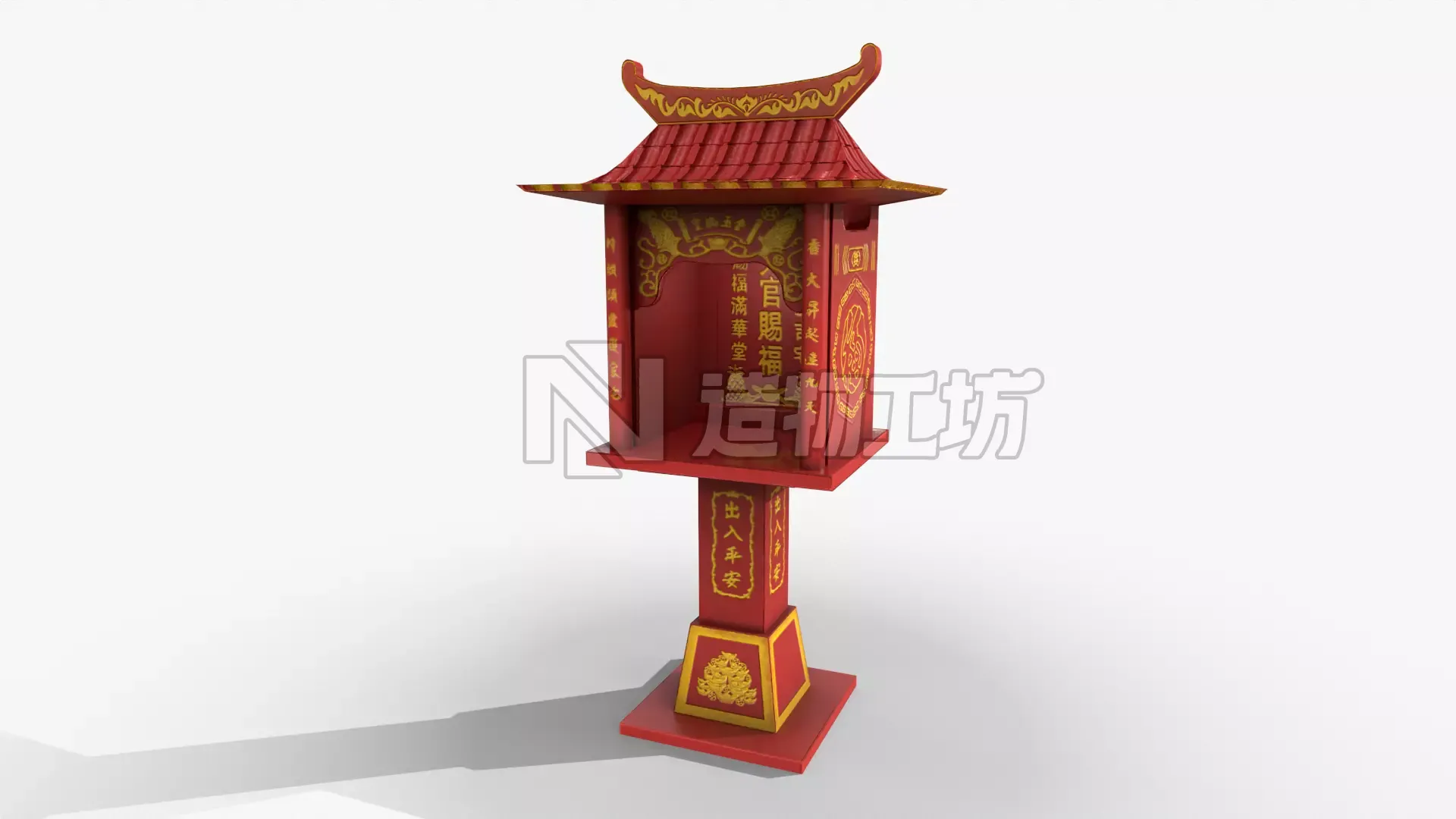 Buddhist altar chinese Low-poly 3D model
