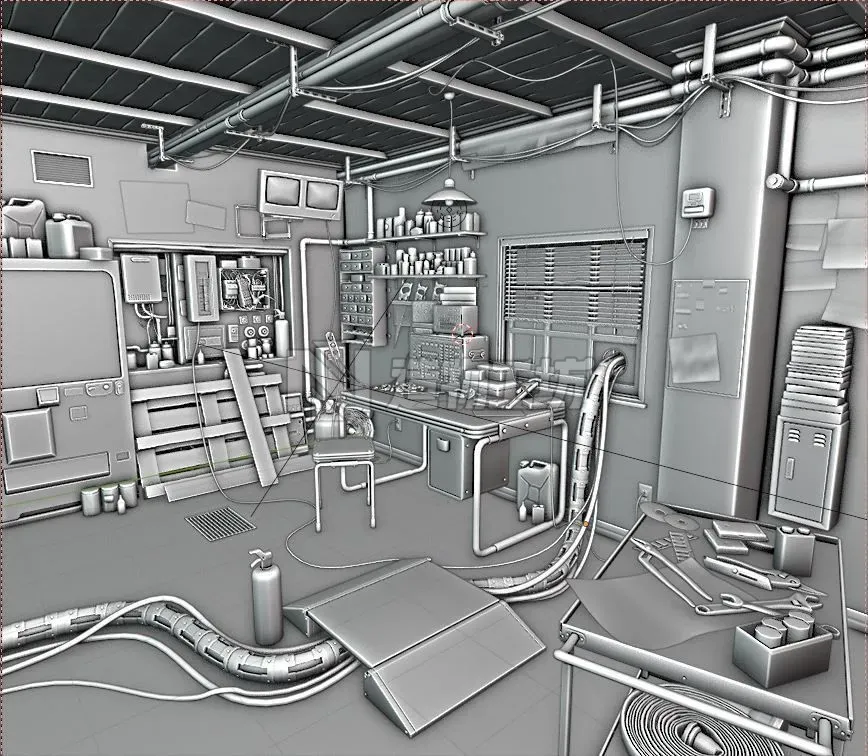 Post Apocalyptic Office Asset Pack Low-poly 3D model