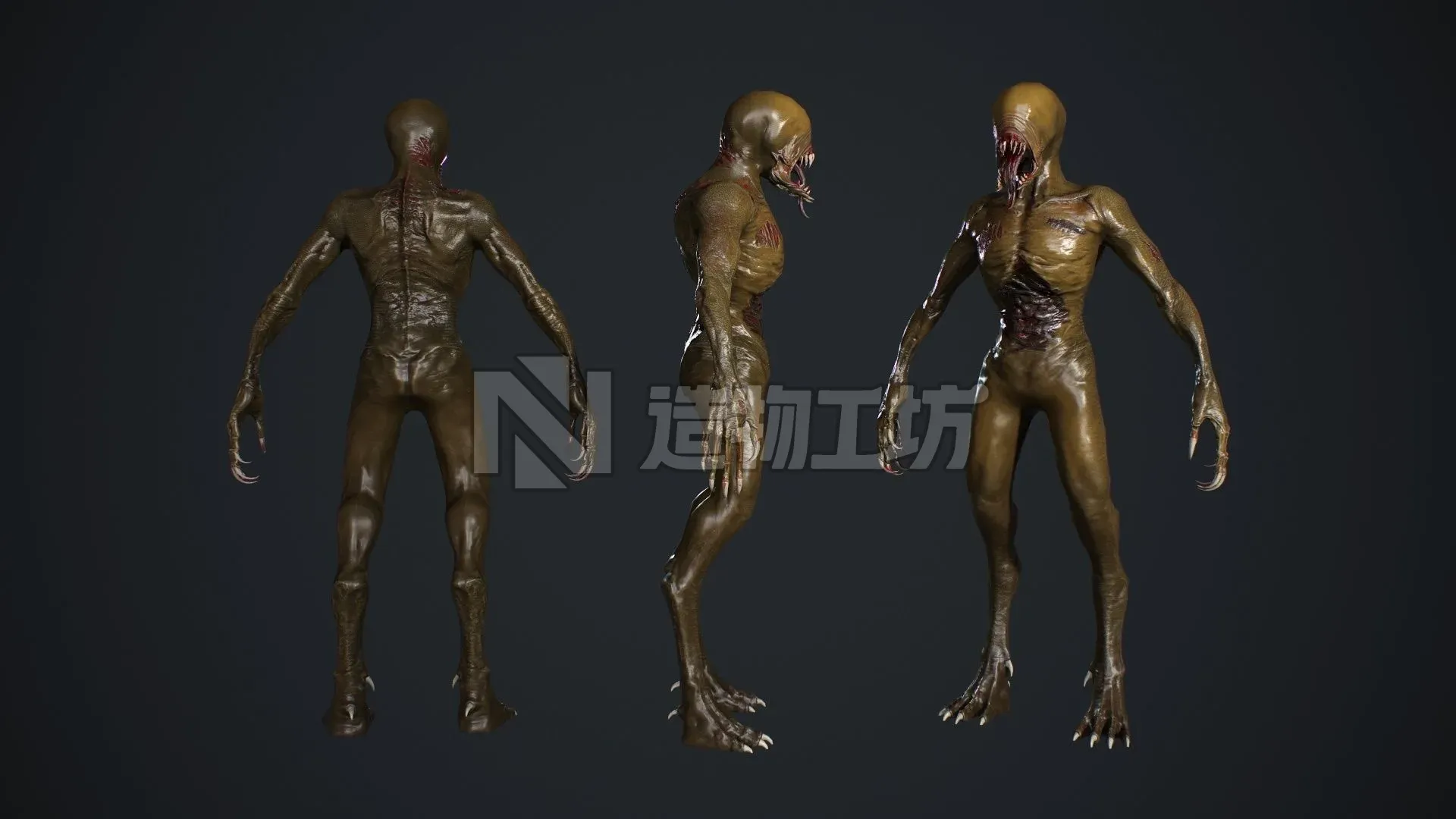 Monster humanoid creature Low-poly 3D model