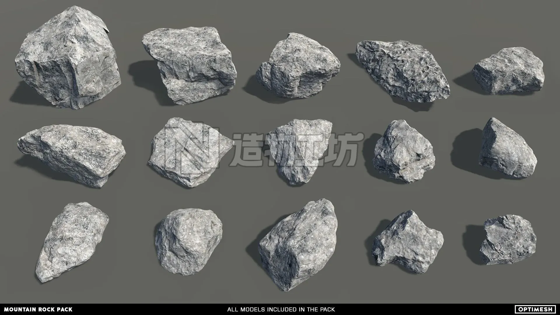 Mountain Rocks - 3D Models PBR Pack Low-poly 3D model