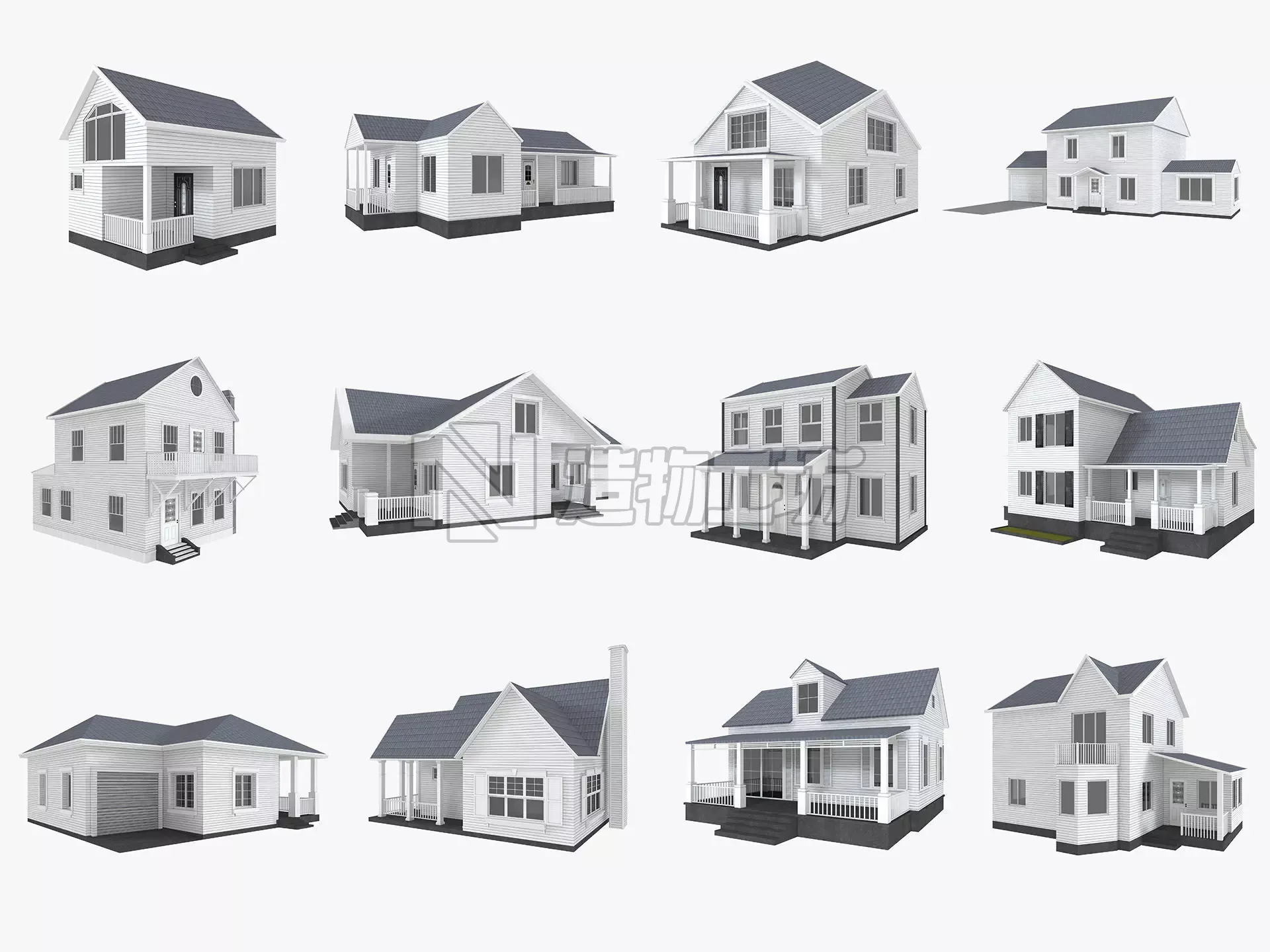 House Collection 12 House Low poly 3D model