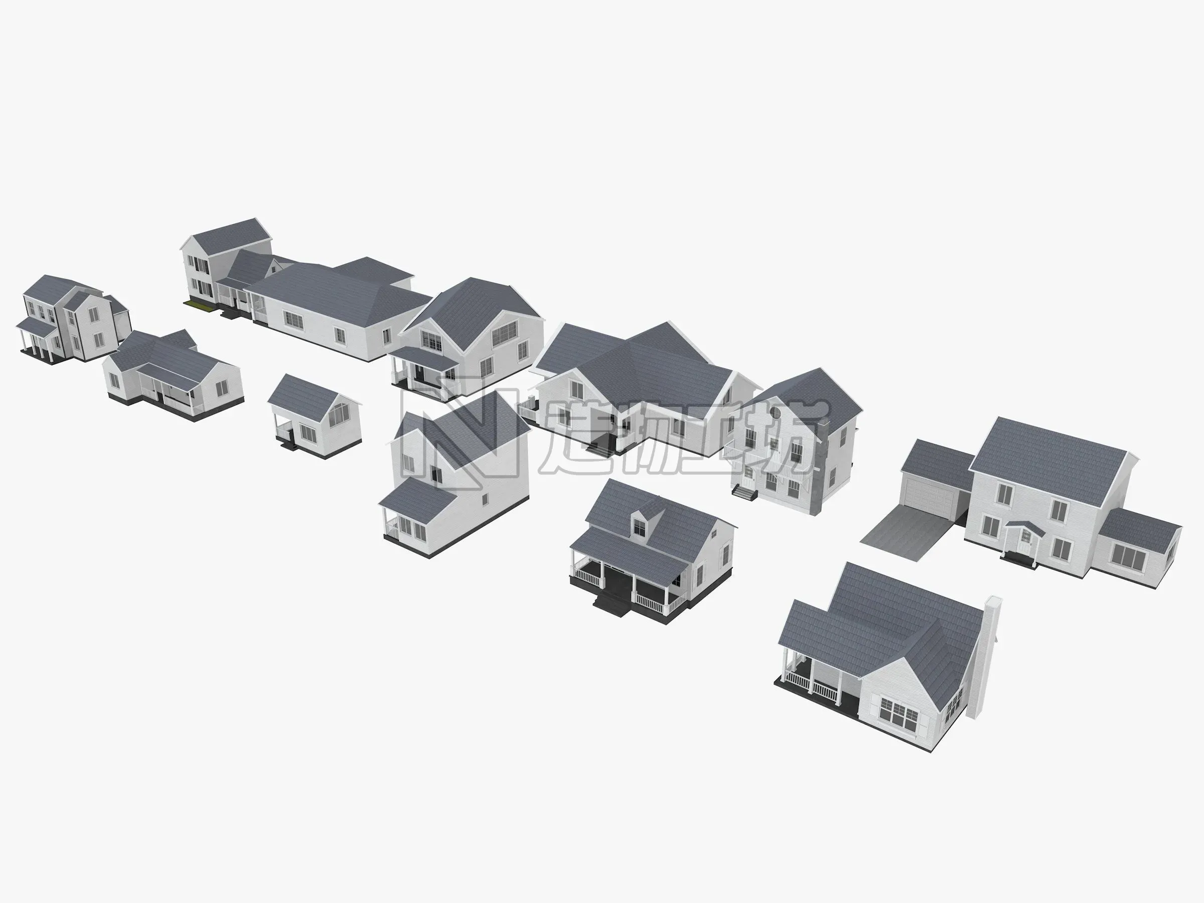 House Collection 12 House Low poly 3D model